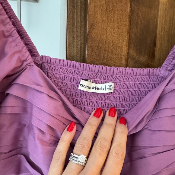 Abercrombie Purple Puff Sleece Dress with Pockets - size petite small - Picture 2 of 5